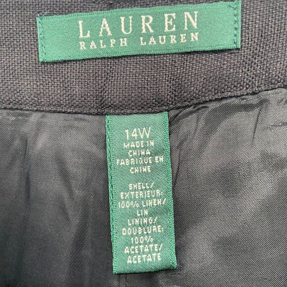 Lauren Ralph Lauren 100% Linen Fully Lined Pants Black Size 14W - Picture 2 of 8